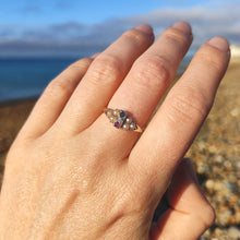 Load image into Gallery viewer, Edwardian 18ct Yellow Gold Ruby, Sapphire, Diamond and Pearl Ring