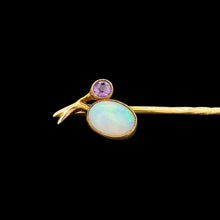 Load image into Gallery viewer, Antique 15ct Gold Opal and Amethyst Stick Pin