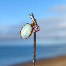 Load image into Gallery viewer, Antique 15ct Gold Opal and Amethyst Stick Pin