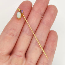 Load image into Gallery viewer, Antique 15ct Gold Opal and Amethyst Stick Pin