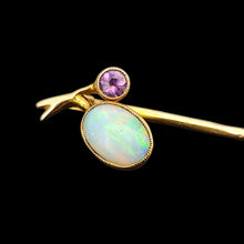 Load image into Gallery viewer, Antique 15ct Gold Opal and Amethyst Stick Pin
