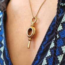 Load image into Gallery viewer, Antique Yellow Metal Watch Key Pendant modelled with chain