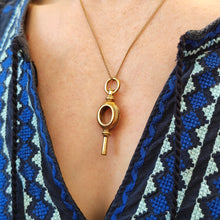 Load image into Gallery viewer, Antique Yellow Metal Watch Key Pendant modelled with chain