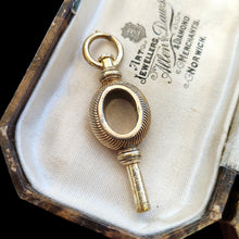 Load image into Gallery viewer, Antique Yellow Metal Watch Key Pendant in box