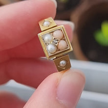 Load and play video in Gallery viewer, Victorian 18ct Gold Diamond, Coral and Pearl Ring