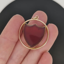 Load and play video in Gallery viewer, Art Deco 9ct Gold Carnelian Shield Pendant video