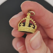 Load and play video in Gallery viewer, Antique/Vintage 9ct Yellow Gold Enamel Crown Pendant video