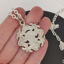 Load and play video in Gallery viewer, Antique Sterling Silver Fob Medal with 19.5" Chain video