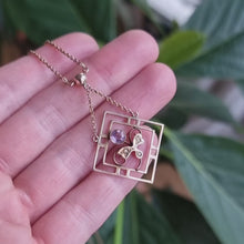 Load and play video in Gallery viewer, Antique 9ct Gold Amethyst Pendant Drop Necklace