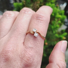 Load and play video in Gallery viewer, Antique 18ct Yellow Gold Diamond Two Stone Crossover Ring