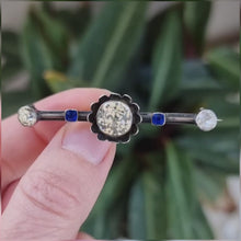 Load and play video in Gallery viewer, Antique Silver Old Cut Paste Bar Brooch