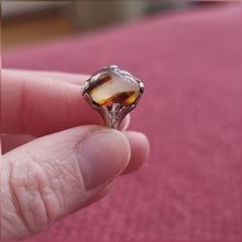 Load and play video in Gallery viewer, Antique Sterling Silver Agate Ring
 video