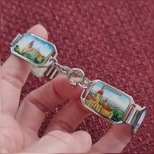 Load and play video in Gallery viewer, Vintage Silver German Enamel Souvenir Bracelet