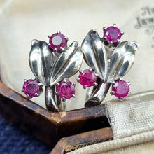 Load image into Gallery viewer, Vintage 9ct White Gold Ruby Screw-Back Earrings