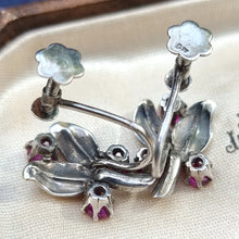 Load image into Gallery viewer, Vintage 9ct White Gold Ruby Screw-Back Earrings back view