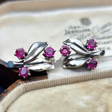 Load image into Gallery viewer, Vintage 9ct White Gold Ruby Screw-Back Earrings