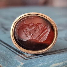 Load image into Gallery viewer, Antique Gilt Carnelian Male Portrait Fob Seal face