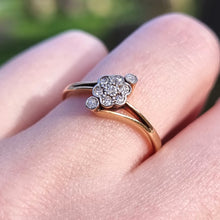 Load image into Gallery viewer, Art Deco 18ct Gold & Platinum Diamond Cluster Crossover Ring modelled