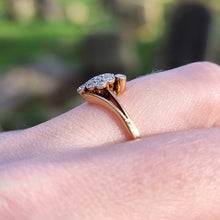 Load image into Gallery viewer, Art Deco 18ct Gold & Platinum Diamond Cluster Crossover Ring modelled