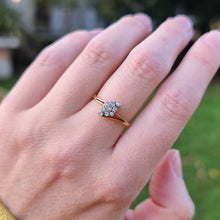 Load image into Gallery viewer, Art Deco 18ct Gold & Platinum Diamond Cluster Crossover Ring modelled