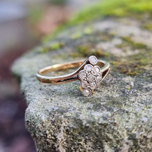 Load image into Gallery viewer, Art Deco 18ct Gold & Platinum Diamond Cluster Crossover Ring front