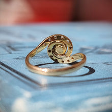 Load image into Gallery viewer, Antique Style 18ct Gold Pearl & Rose-Cut Diamond Swirl Ring back