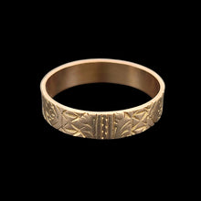 Load image into Gallery viewer, Antique gold ring with intricate patterns on a black background
