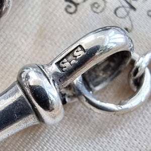 Antique Sterling Silver Graduated Curb Bracelet with Lobster Clasp stamped clasp