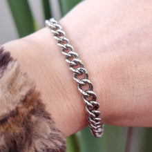 Load image into Gallery viewer, Antique Sterling Silver Graduated Curb Bracelet with Lobster Clasp modelled
