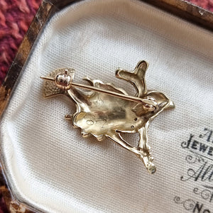 Vintage 9ct Gold Diamond & Sapphire Bird Brooch back