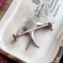 Load image into Gallery viewer, Victorian Silver and Paste Swallow Brooch back
