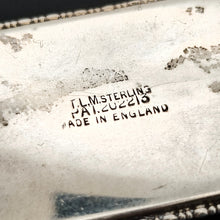 Load image into Gallery viewer, A rectangular silver brooch stamped T.L.M STERLING PAT 202213 MADE IN ENGLAND
