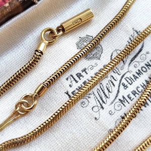 Antique 9ct Yellow Gold 14" Snake Chain detail of clasp