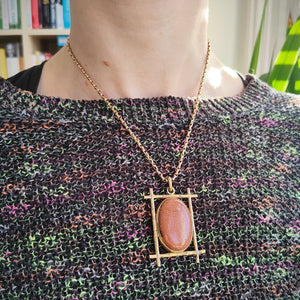 Large Antique Goldstone and Rock Crystal Locket modelled with chain