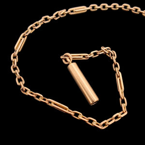 Antique 9ct Rose Gold 17.5" Cable/Trombone Link Chain barrel clasp