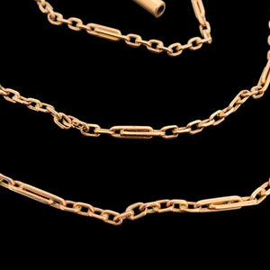 Antique 9ct Rose Gold 17.5" Cable/Trombone Link Chain close-up of links