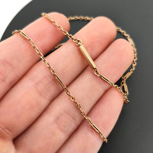 Load image into Gallery viewer, Antique 9ct Rose Gold 17.5&quot; Cable/Trombone Link Chain in hand
