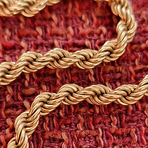 Vintage 9ct Gold 20" Solid Rope Link Chain | 38 grams close-up detail