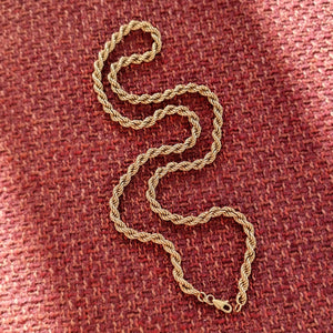 Vintage 9ct Gold 20" Solid Rope Link Chain | 38 grams