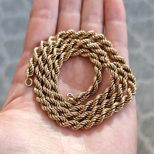 Vintage 9ct Gold 20" Solid Rope Link Chain | 38 grams in hand