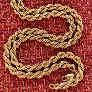 Vintage 9ct Gold 20" Solid Rope Link Chain | 38 grams