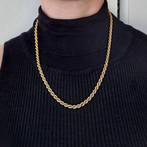 Vintage 9ct Gold 20" Solid Rope Link Chain | 38 grams modelled