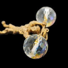 Load image into Gallery viewer, A yellow gold weightlifter charm pendant with a crystal barbell
