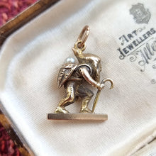 Load image into Gallery viewer, Victorian 15ct Gold Travelling Man Charm with Pearl in box
