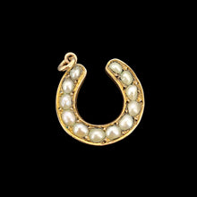 Load image into Gallery viewer, Antique 9ct Gold Pearl Horseshoe Charm/Pendant front
