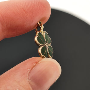 Vintage 9ct Rose Gold Four Leaf Clover Enamel Charm