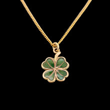 Load image into Gallery viewer, Vintage 9ct Rose Gold Four Leaf Clover Enamel Charm with chain
