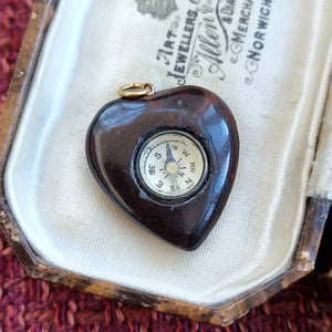Antique Hardstone Heart Compass Pendant in box