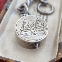 Load image into Gallery viewer, Victorian Sterling Silver Ship Compass Fob | Hallmarked Birmingham 1899 close-up

