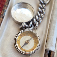 Load image into Gallery viewer, Victorian Sterling Silver Ship Compass Fob | Hallmarked Birmingham 1899 open case
